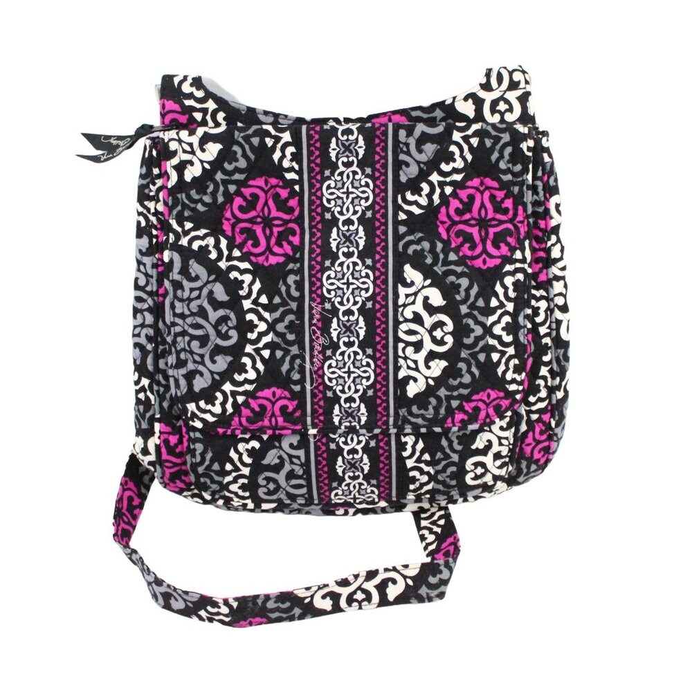 VERA BRADLEY Crossbody Top Zip Multiple Compartments Black Multi Colour Bag